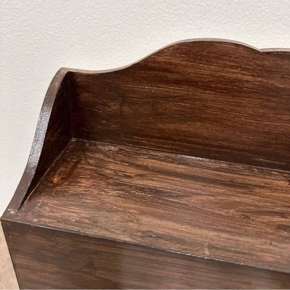 Vintage Primitive Rustic Wooden Rectangular Tissue Box Cover Wall Holder Rare